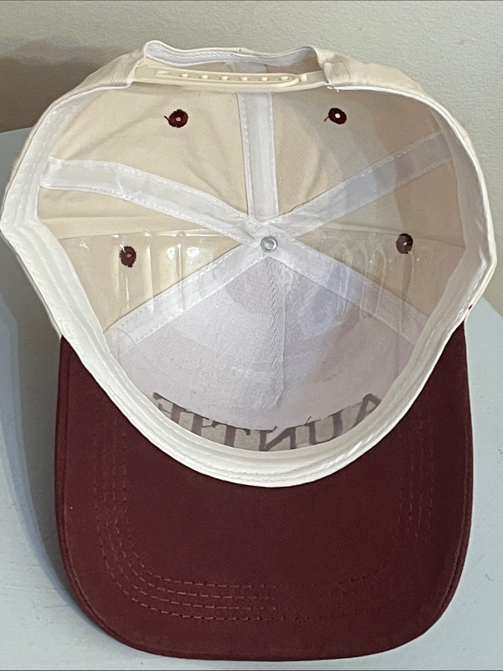 Zenana Auntie Embroidered Two-Tone Baseball Cap - Cream & Raisin New - Picture 3 of 4